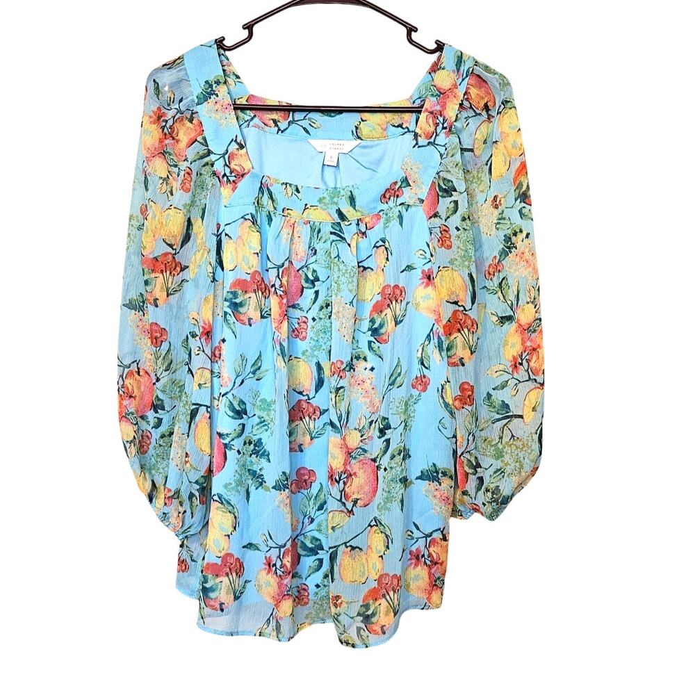 Lauren Conrad Size Small S Blouse Summer Time Boho Beach Floral Tunic Top Shirt